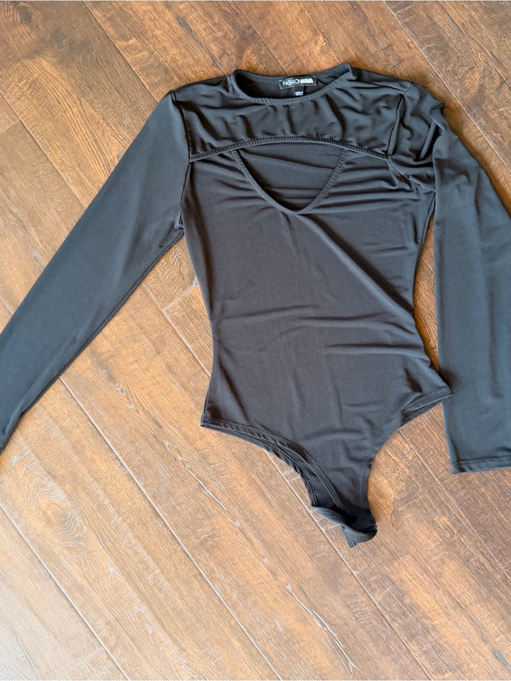 Fashion Nova Women’s Black Long-Sleeve Bodysuit